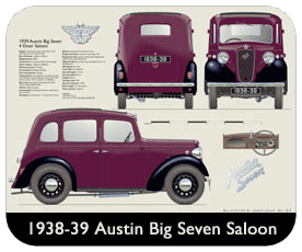 Austin Big Seven 4 door 1938-39 Place Mat, Small